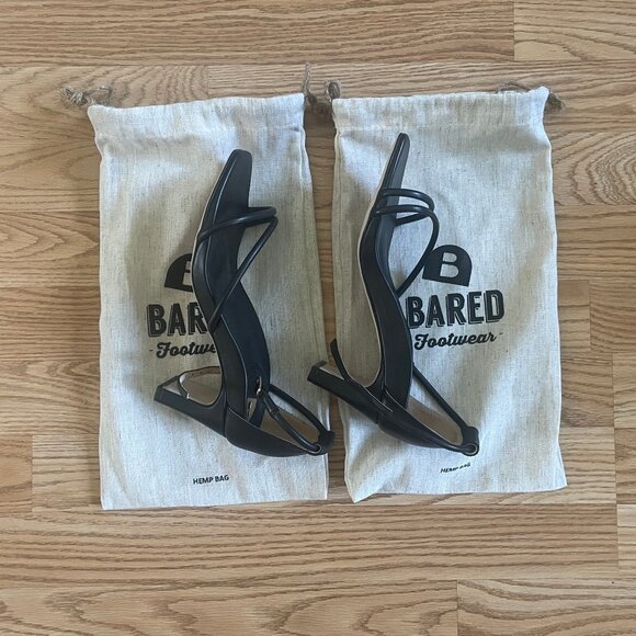 Bared Footwear Goldfinch Black Leather Low Heels - Picture 4 of 4